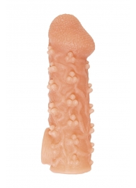 Телесная закрытая насадка с пучками шишечек Cock Sleeve Size S - 13,8 см. - KOKOS - в Рубцовске купить с доставкой