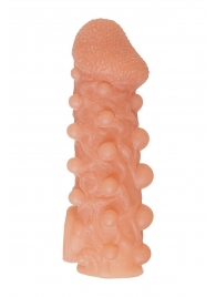 Телесная закрытая насадка с шариками Cock Sleeve Size M - 15,6 см. - KOKOS - в Рубцовске купить с доставкой