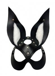 Черная маска зайки с белым мехом на ушках Miss Bunny - БДСМ Арсенал - купить с доставкой в Рубцовске