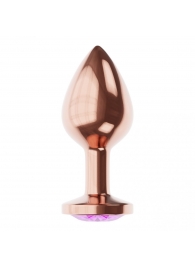 Пробка цвета розового золота с фиолетовым кристаллом Diamond Amethyst Shine S - 7,2 см. - Lola Games - купить с доставкой в Рубцовске