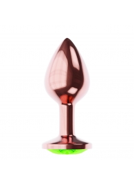 Пробка цвета розового золота с лаймовым кристаллом Diamond Emerald Shine S - 7,2 см. - Lola Games - купить с доставкой в Рубцовске
