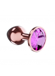 Пробка цвета розового золота с лиловым кристаллом Diamond Quartz Shine L - 8,3 см. - Lola Games - купить с доставкой в Рубцовске