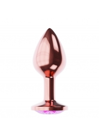 Пробка цвета розового золота с лиловым кристаллом Diamond Quartz Shine L - 8,3 см. - Lola Games - купить с доставкой в Рубцовске