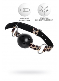 Черный кляп-шар на леопардовых ремешках Anonymo - ToyFa - купить с доставкой в Рубцовске