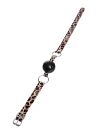 Черный кляп-шар на леопардовых ремешках Anonymo - ToyFa - купить с доставкой в Рубцовске