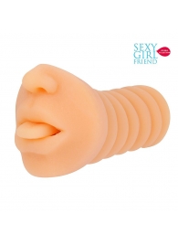 Телесный мастурбатор-ротик с высунутым язычком - Bior toys - в Рубцовске купить с доставкой