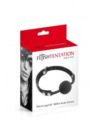 Черный силиконовый кляп-шарик на ремешках - Fetish Tentation - купить с доставкой в Рубцовске