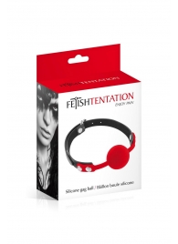 Красный кляп-шарик на черных ремешках - Fetish Tentation - купить с доставкой в Рубцовске