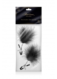 Зажимы на соски с черными пуховыми кисточками Sweet Caress Feather Nipple Clumps - Sweet Caress - купить с доставкой в Рубцовске