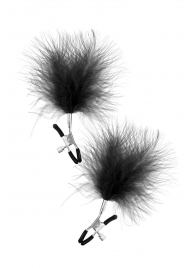 Зажимы на соски с черными пуховыми кисточками Sweet Caress Feather Nipple Clumps - Sweet Caress - купить с доставкой в Рубцовске