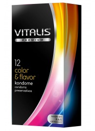 Цветные ароматизированные презервативы VITALIS PREMIUM color   flavor - 12 шт. - Vitalis - купить с доставкой в Рубцовске