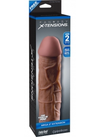 Коричневая насадка Mega 2  Extension - 20,3 см. - Pipedream - в Рубцовске купить с доставкой