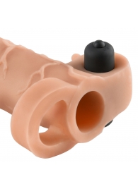 Телесная вибронасадка с кольцом Vibrating Real Feel 2 Extension - 16 см. - Pipedream - в Рубцовске купить с доставкой