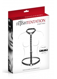 Черная упряжь на тело с шипами на ошейнике - Fetish Tentation - купить с доставкой в Рубцовске