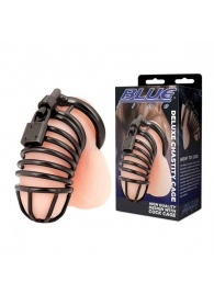 Черная металлическая клетка с замком Deluxe Chastity Cage - BlueLine - купить с доставкой в Рубцовске