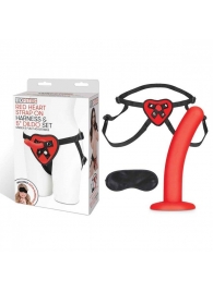Красный поясной фаллоимитатор Red Heart Strap on Harness   5in Dildo Set - 12,25 см. - Lux Fetish - купить с доставкой в Рубцовске