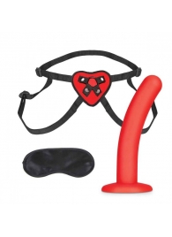 Красный поясной фаллоимитатор Red Heart Strap on Harness   5in Dildo Set - 12,25 см. - Lux Fetish - купить с доставкой в Рубцовске