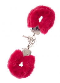 Металлические наручники с красной меховой опушкой METAL HANDCUFF WITH PLUSH RED - Dream Toys - купить с доставкой в Рубцовске