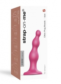 Розовая насадка Strap-On-Me Dildo Plug Beads size S - Strap-on-me - купить с доставкой в Рубцовске