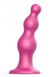 Розовая насадка Strap-On-Me Dildo Plug Beads size S - Strap-on-me - купить с доставкой в Рубцовске