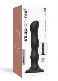 Черная насадка Strap-On-Me Dildo Geisha Balls size M - Strap-on-me - купить с доставкой в Рубцовске