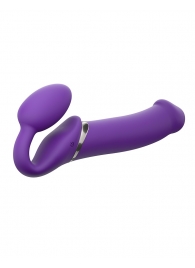 Фиолетовый безремневой вибрострапон Silicone Bendable Strap-On - size XL - Strap-on-me - купить с доставкой в Рубцовске
