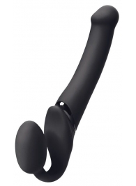 Черный безремневой вибрострапон Silicone Bendable Strap-On - size XL - Strap-on-me - купить с доставкой в Рубцовске