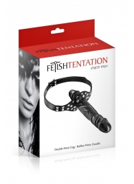 Черный кляп-фаллоимитатор Double Penis Gag - Fetish Tentation - купить с доставкой в Рубцовске