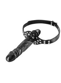 Черный кляп-фаллоимитатор Double Penis Gag - Fetish Tentation - купить с доставкой в Рубцовске