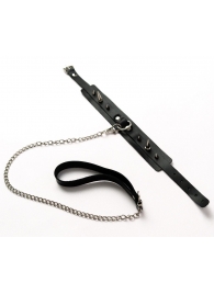 Черный ошейник с шипами и поводком - Crazy Handmade - купить с доставкой в Рубцовске