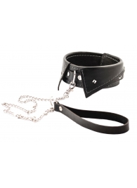 Черный ошейник-воротничок с металлическим поводком - Crazy Handmade - купить с доставкой в Рубцовске