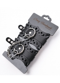 Ажурные наручники из черной кожи - Crazy Handmade - купить с доставкой в Рубцовске