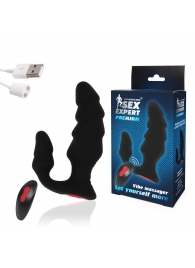 Черный анальный вибростимулятор с пультом ДУ - Sex Expert - в Рубцовске купить с доставкой