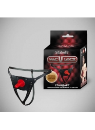 Черные кожаные универсальные трусики со штырьком для насадок и вырезом - Sitabella - купить с доставкой в Рубцовске