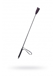 Чёрный стек с кожаной ручкой - 58 см. - Sitabella - купить с доставкой в Рубцовске