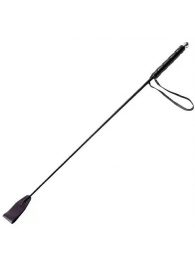 Чёрный стек с кожаной ручкой - 58 см. - Sitabella - купить с доставкой в Рубцовске