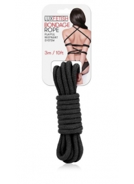 Черная хлопковая веревка для связывания - 3 м. - Lux Fetish - купить с доставкой в Рубцовске