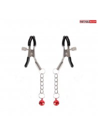 Серебристые зажимы на соски с шариками на цепочках - Notabu - купить с доставкой в Рубцовске