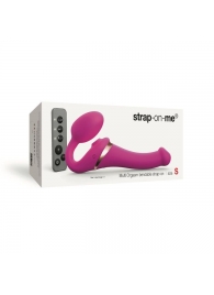 Ярко-розовый безремневой страпон Multi Orgasm Size S с клиторальной стимуляцией - Strap-on-me - купить с доставкой в Рубцовске