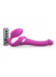Ярко-розовый безремневой страпон Multi Orgasm Size S с клиторальной стимуляцией - Strap-on-me - купить с доставкой в Рубцовске