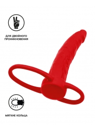 Красная насадка на пенис для двойного проникновения Black Red - 16,5 см. - ToyFa - купить с доставкой в Рубцовске