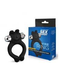 Черное силиконовое эрекционное виброкольцо Sex Expert - Sex Expert - в Рубцовске купить с доставкой