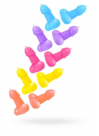 Набор из 10 разноцветных свечей в форме пениса - Pecado - купить с доставкой в Рубцовске