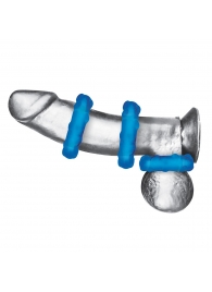 Комплект из трех голубых эрекционных колец 3-Pack Ribbed Rider Cock Ring Set - BlueLine - в Рубцовске купить с доставкой
