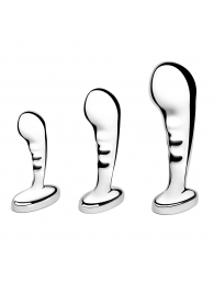 Набор из 3 стальных стимуляторов простаты Stainless Steel P-spot Training Set - b-Vibe - в Рубцовске купить с доставкой