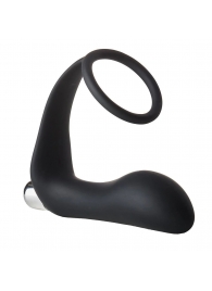 Черное эрекционное кольцо с вибропробкой Vibrating Anal Plug With Cockring - Dream Toys - в Рубцовске купить с доставкой