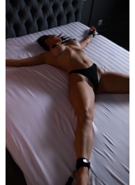 Черный кожаный набор фиксации на кровати Sex Game - БДСМ Арсенал - купить с доставкой в Рубцовске