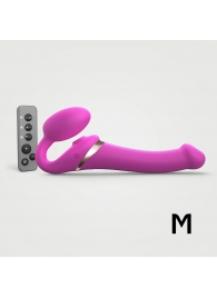 Ярко-розовый безремневой страпон Multi Orgasm Size M с клиторальной стимуляцией - Strap-on-me - купить с доставкой в Рубцовске