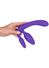 Фиолетовый безремневой страпон с двумя пробками - Orion - купить с доставкой в Рубцовске