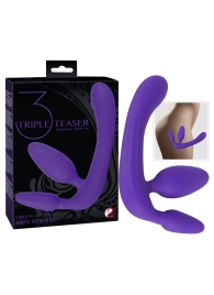 Фиолетовый безремневой страпон с двумя пробками - Orion - купить с доставкой в Рубцовске